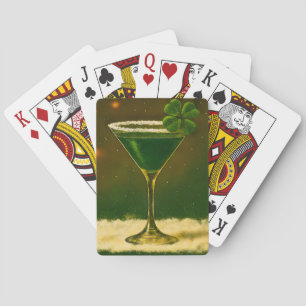 Retro 50s 4 Leaf Clover Irish Christmas Martini Playing Cards