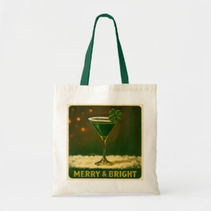 Retro 50s 4 Leaf Clover Irish Christmas Martini Tote Bag