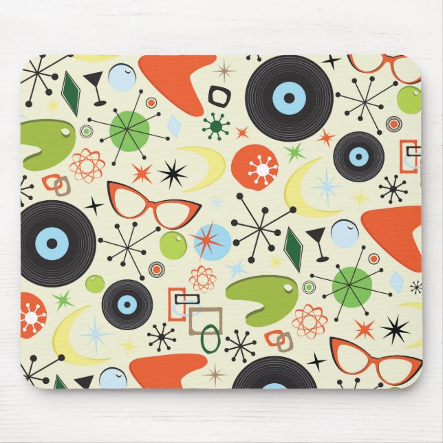 Retro 50's 60's Vintage Fashion Pattern Mouse Pad (Front)