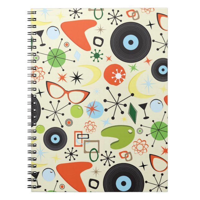 Retro 50's 60's Vintage Fashion Pattern Notebook (Front)