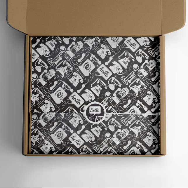 Retro  50s Any Colour Old Fashion Telephone Patter Tissue Paper (Sticker not included. You can use the transfer tool to order any product Scroll down. )