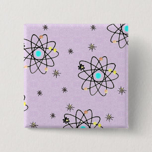 Retro 50s Atomic Print Lavender Apparel & Gifts 15 Cm Square Badge