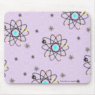 Retro 50s Atomic Print Lavender Apparel & Gifts Mouse Pad