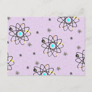 Retro 50s Atomic Print Lavender Apparel & Gifts Postcard
