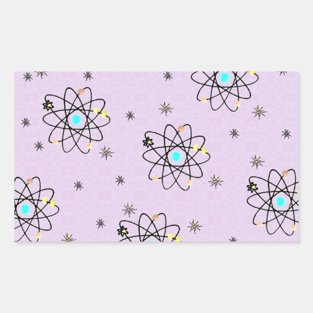 Retro 50s Atomic Print Lavender Apparel & Gifts Rectangular Sticker (Front)