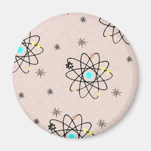 Retro 50s Atomic Print Pink Apparel & Gifts Magnet
