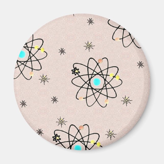Retro 50s Atomic Print Pink Apparel & Gifts Magnet (Front)