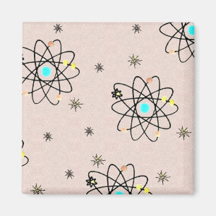 Retro 50s Atomic Print Pink Apparel & Gifts Magnet