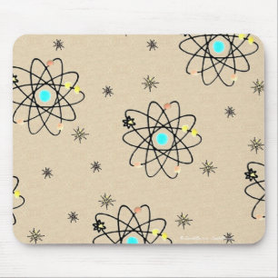 Retro 50s Atomic Print Sand Apparel & Gifts Mouse Pad