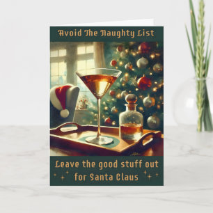Retro 50s Avoid The Naughty List Christmas Martini Card