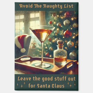 Retro 50s Avoid The Naughty List Christmas Martini Magnet