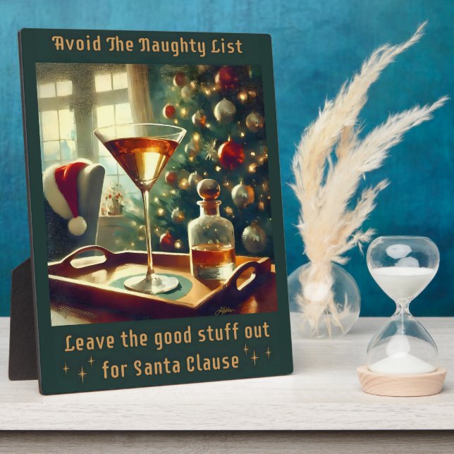 Retro 50s Avoid The Naughty List Christmas Martini Plaque (Side)