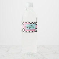 Retro 50s Birthday Party Water Bottle Label