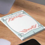 Retro 50's Bistro Inspired Blue and Coral Pattern Notepad<br><div class="desc">Typography Funny Sick Trendy Congratulations you have been promoted to Pretend Time Off! For Salary Employees that don't get paid by the hour and work on their days off. Funny Vacation Work Time Workaholic Quotes Jokes and Humor. Retro Bistro Style Inspired Aesthetic PTO (Pretend Time OFF!) LOL! Typography Funny Sick...</div>