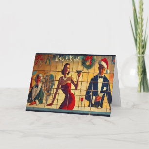 Retro 50s Christmas Eve Bar Last Call Martini Card