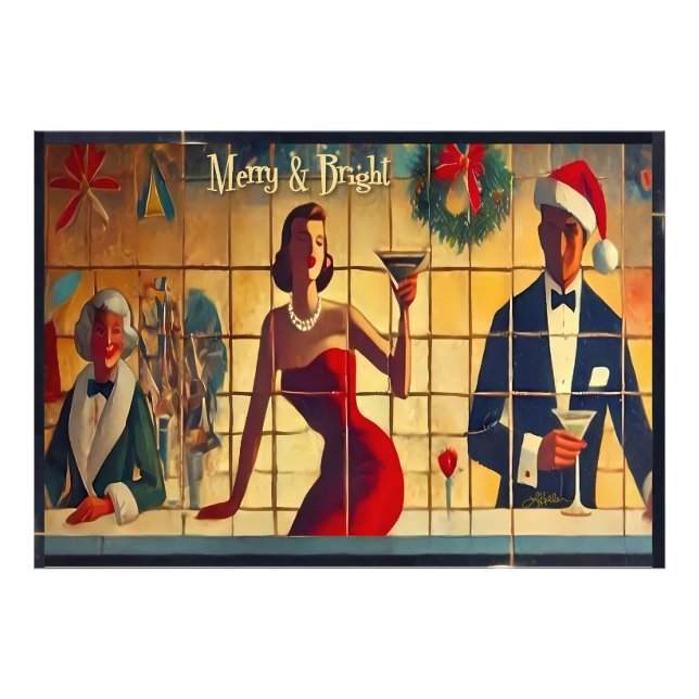 Retro 50s Christmas Eve Bar Last Call Martini Photo Print (Front)
