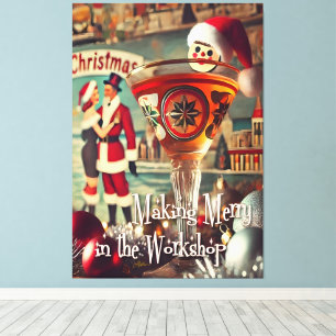 Retro 50s Cocktail Making Merry Christmas Workshop Canvas Print