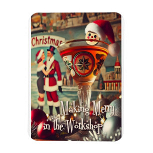 Retro 50s Cocktail Making Merry Christmas Workshop Magnet
