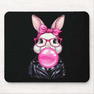 Retro 50's Cute Easter Bunny Blowing Bubble Gum 3 Mouse Pad