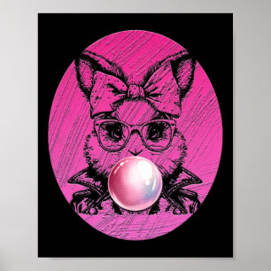 Retro 50's Cute Easter Bunny Blowing Bubble Gum 6 Poster