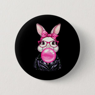 Retro 50's Cute Easter Bunny Blowing Bubble Gum 7  6 Cm Round Badge