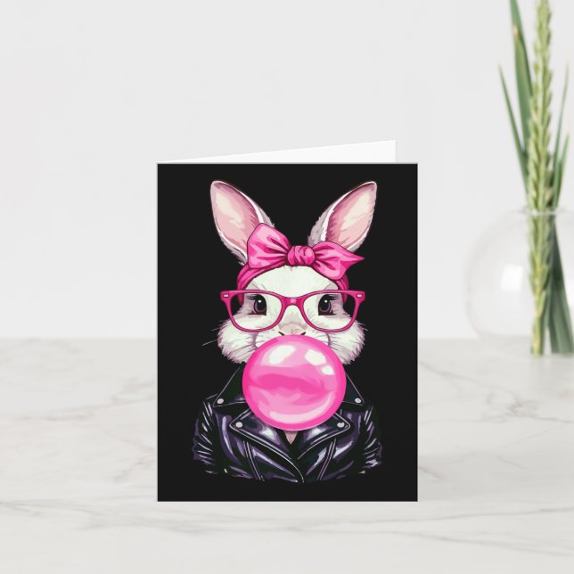 Retro 50's Cute Easter Bunny Blowing Bubble Gum 7  Card (Front)