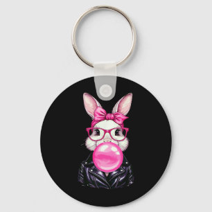 Retro 50's Cute Easter Bunny Blowing Bubble Gum 7  Key Ring