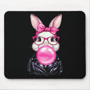 Retro 50's Cute Easter Bunny Blowing Bubble Gum 7 Mouse Pad