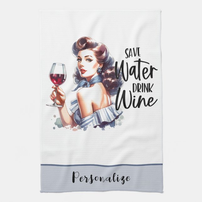 Retro 50s Glam Housewife Funny Sarcastic Humour Tea Towel (Vertical)