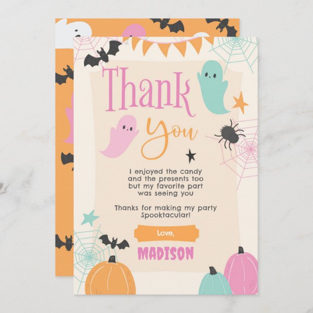 Retro 50s Halloween Party Thank You Card (Front/Back)