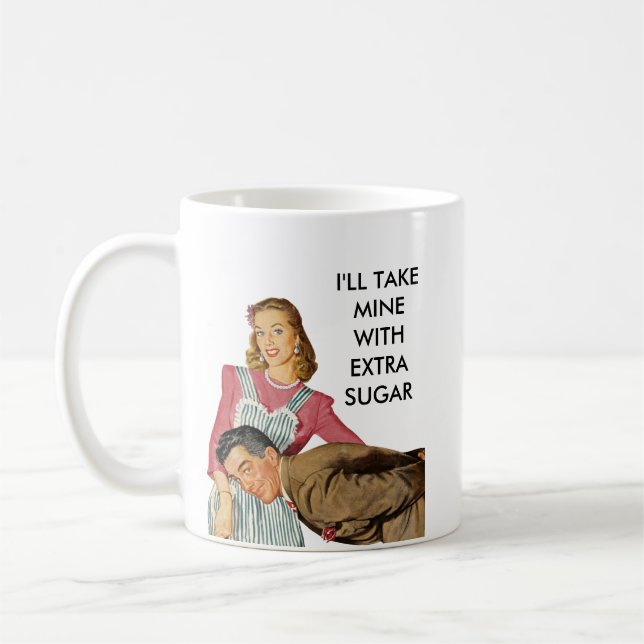 Retro 50s Housewife & Husband Add Your Own Caption Coffee Mug (Left)