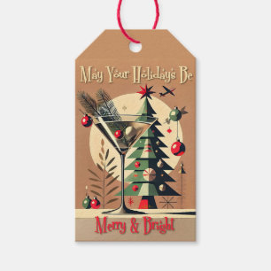 Retro 50s Jet Set Christmas Tree Martini Gift Tags