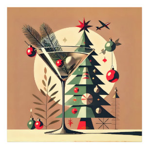Retro 50s Jet Set Christmas Tree Martini Photo Print