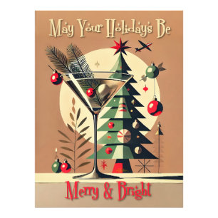 Retro 50s Jet Set Christmas Tree Martini Photo Print