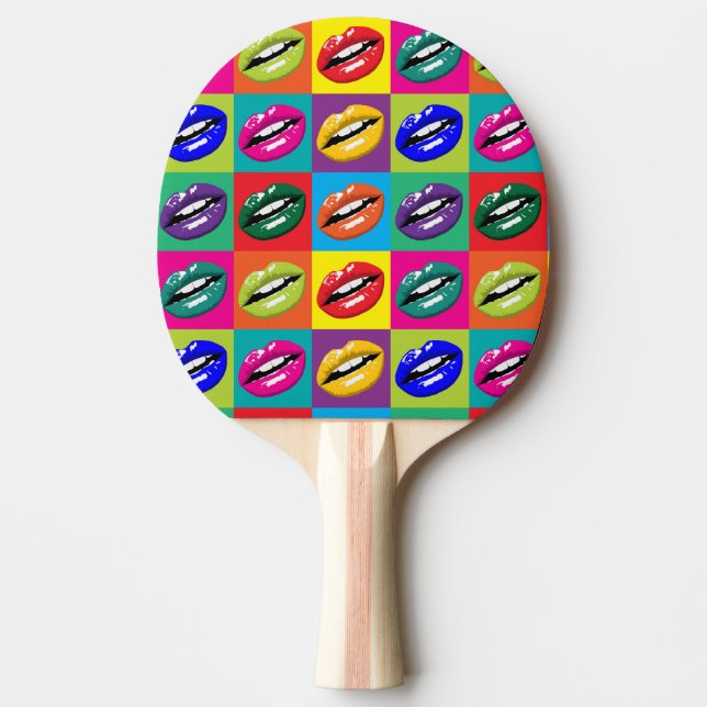Retro 50s Lips Pop Culture Art Deco Ping Pong Paddle (Front)