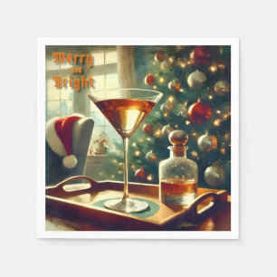 Retro 50s Manhattan Martini For Santa Napkin