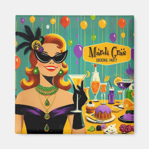Retro 50s Mardi Gras Cocktail Party Magnet