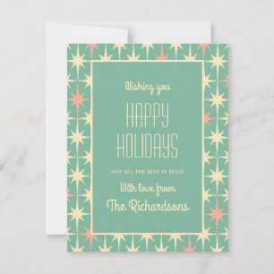 Retro 50s Mid Century Modern Atomic Personalised Holiday Card