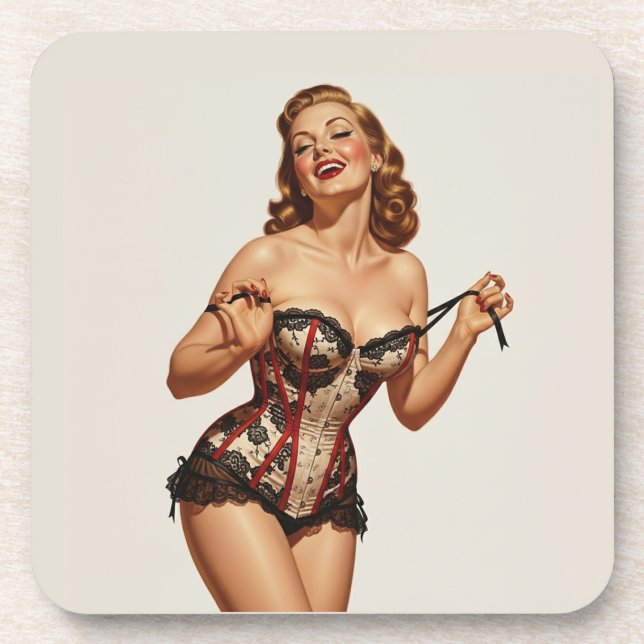 Retro 50's Pin-up Beauty Coaster (Front)