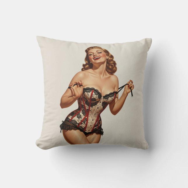 Retro 50's Pin-up Beauty Cushion (Front)