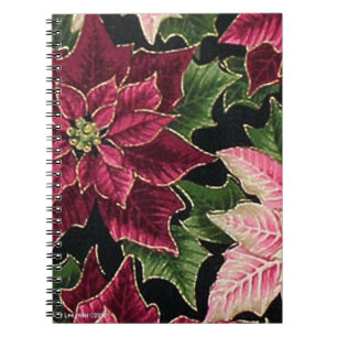 Retro 50s Poinsettia Burgundy Pink Notebook