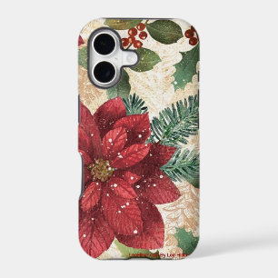 Retro 50s Poinsettia Red Green Cream