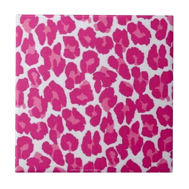 Retro 50s  Rockabilly Pink Leopard Print Tile (Front)