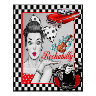 Retro 50s Rockabilly Poster. Poster