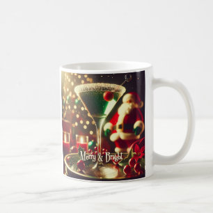 Retro 50s Santa Christmas Green Martini Coffee Mug