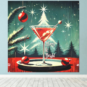 Retro 50s Snow Flurry Christmas Tree Martini Canvas Print