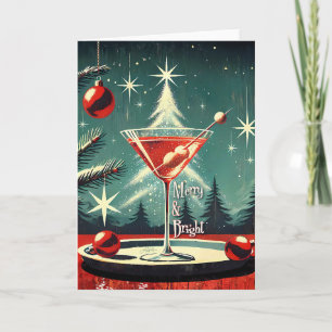 Retro 50s Snow Flurry Christmas Tree Martini Card