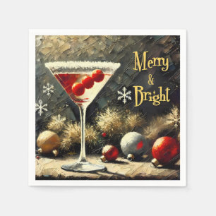 Retro 50s Triple Cranberry Christmas Martini Napkin