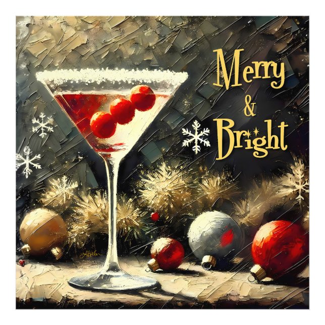 Retro 50s Triple Cranberry Christmas Martini Photo Print (Front)