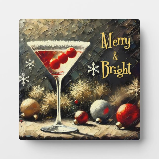 Retro 50s Triple Cranberry Christmas Martini Plaque (Front)